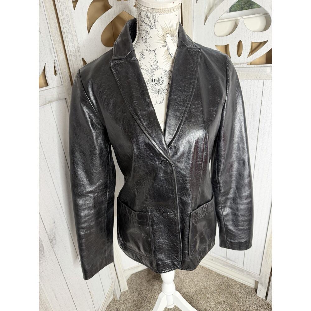 Vintage 2000 Gap Y2K 100% Genuine Leather Button Jacket Women's Size Small